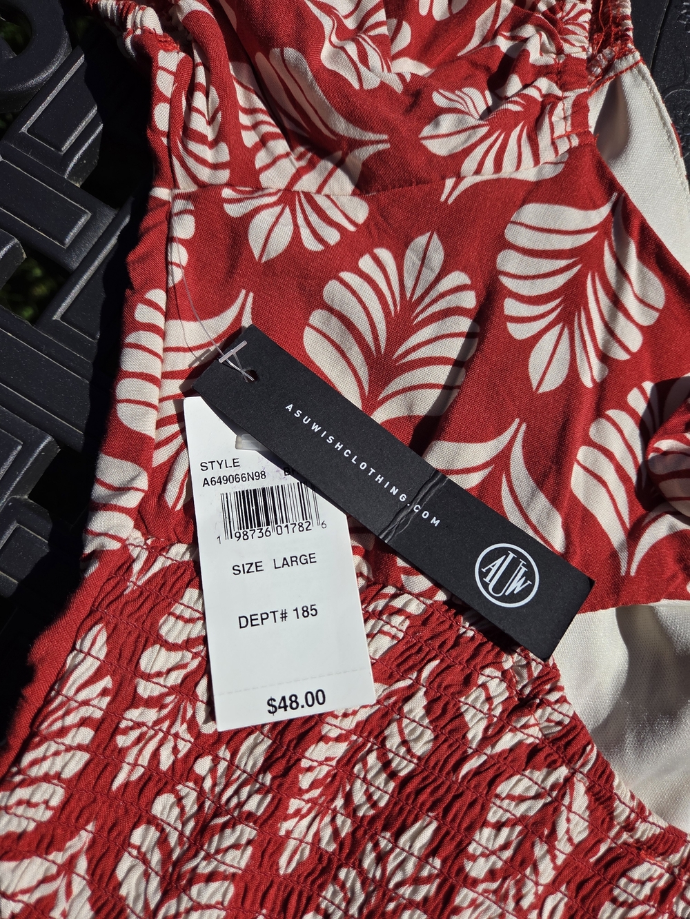 As U Wish Red Leaf-Print Jumpsuit - Picture 9 of 9